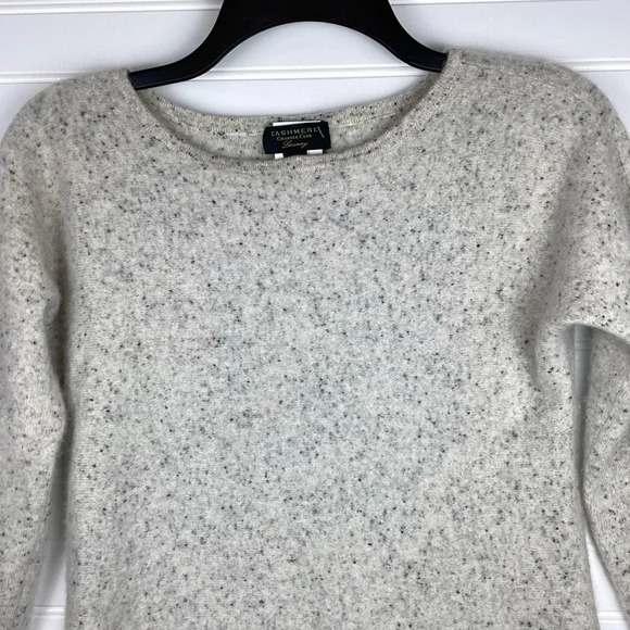 Charter Club 100% Cashmere Sweater Oatmeal Speckled X-Small Round Hem - Picture 2 of 10